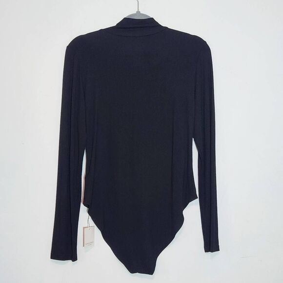 Mango Pop Black Long Sleeve Turtleneck Bodysuit NWT Size Large Black Bodysuit - Picture 4 of 8